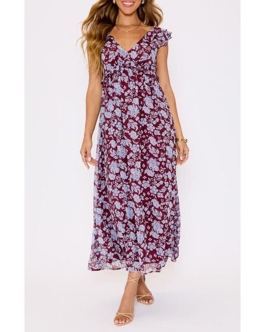 Vici Collection Red Enchanting Floral Ruffle Maxi Dress