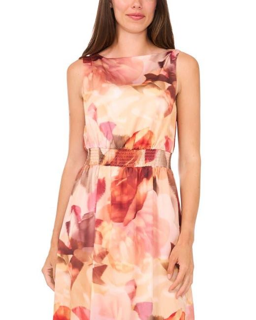 Halogen® Multicolor Blurred Floral Smocked Waist Maxi Dress