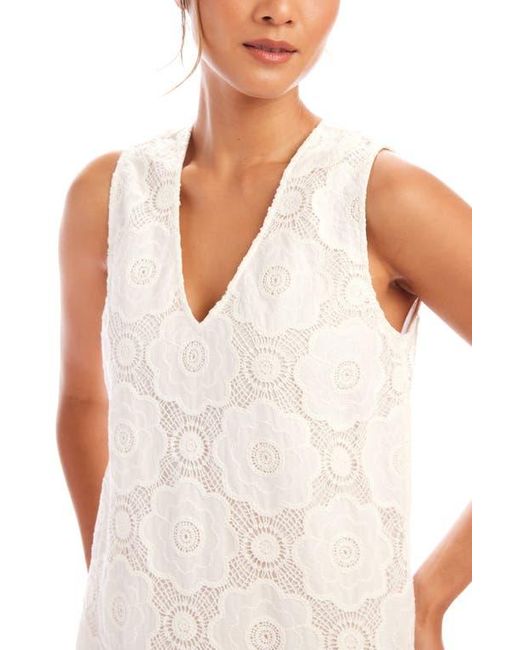 Karen Kane Floral Crochet Tank Dress in White | Lyst