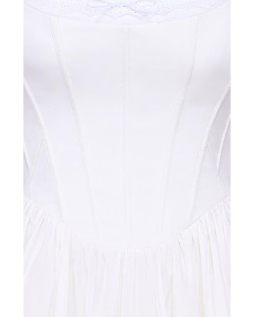 House Of Cb Amara Corset Stretch Cotton Cocktail Midi Dress in White | Lyst