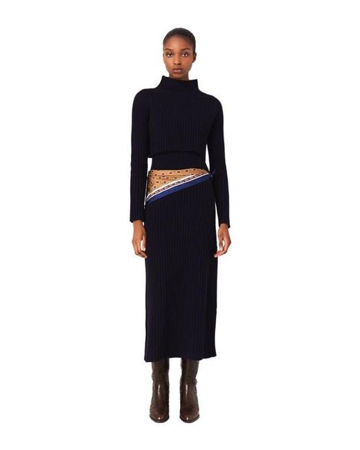 Maje 2-In-1 Knit Maxi Dress in Blue | Lyst
