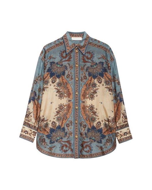 Zimmermann Multicolor Ascension Silk Habutai Button-Up Shirt