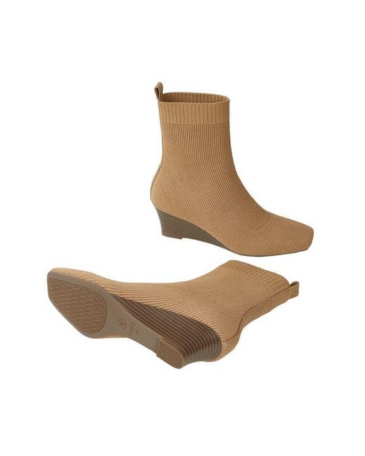VIVAIA Brown Margot Wedge Bootie Square-Toe Water-Repellent Boots