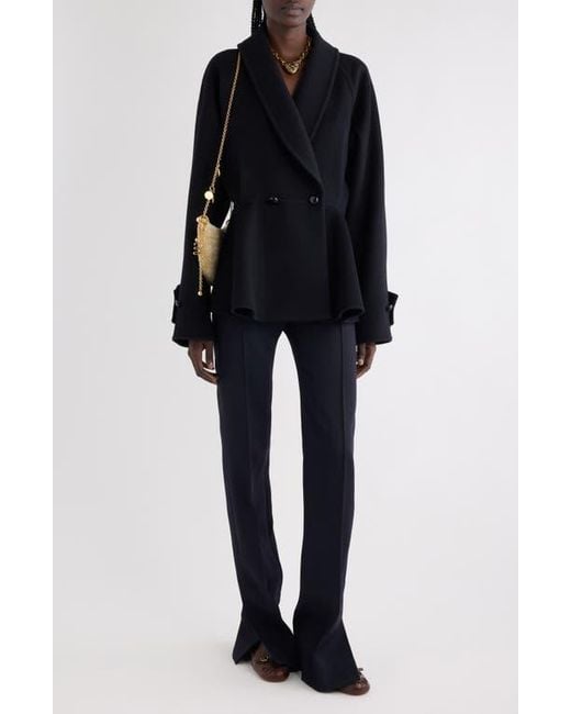 Chloé Black Double Breasted Wool Peplum Jacket