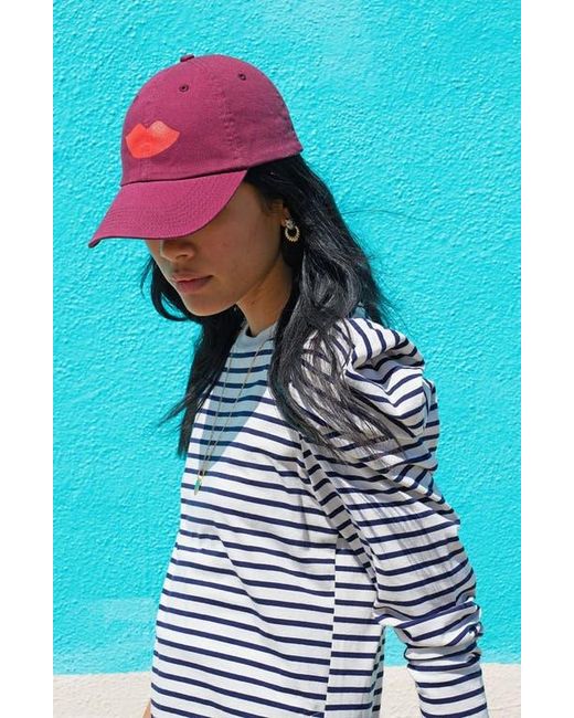 Clare V. Red Lips Graphic Baseball Cap