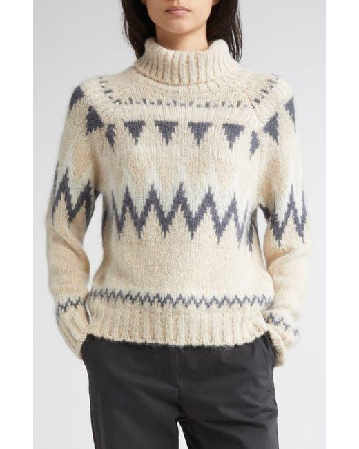 Eleventy Natural Fair Isle Alpaca & Mohair Blend Turtleneck Sweater