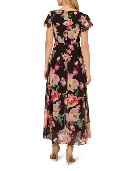 Adrianna Papell Multicolor Floral Overlay Maxi Jumpsuit