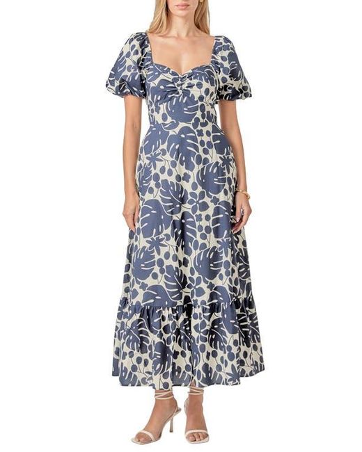 English Factory Floral Print Puff Sleeve Maxi Dress in Blue | Lyst