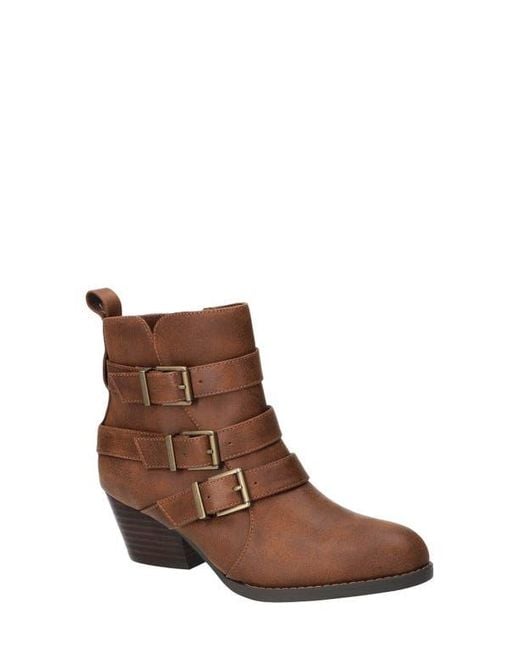 Bella Vita Brown Bowie Buckle Strap Bootie