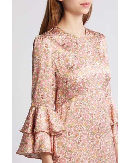 Liberty Pink Gala Floral Tiered Silk Maxi Dress