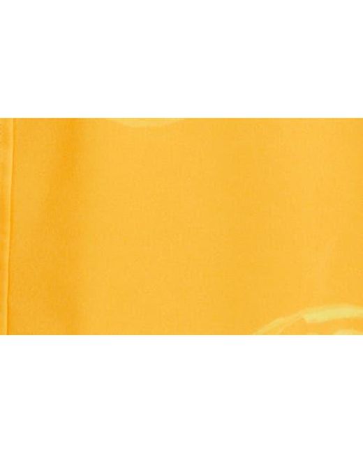 MAVRANS Yellow Citrus Print Short Sleeve Performance Button-Up Shirt for men