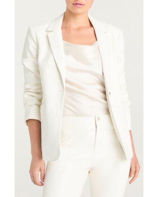 Cinq À Sept White Khloe Quilted Faux Leather Blazer