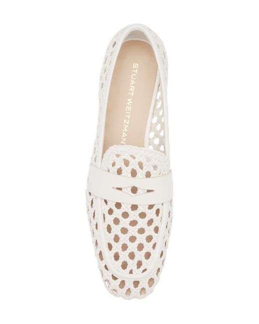 Stuart Weitzman White Thea Penny Loafer
