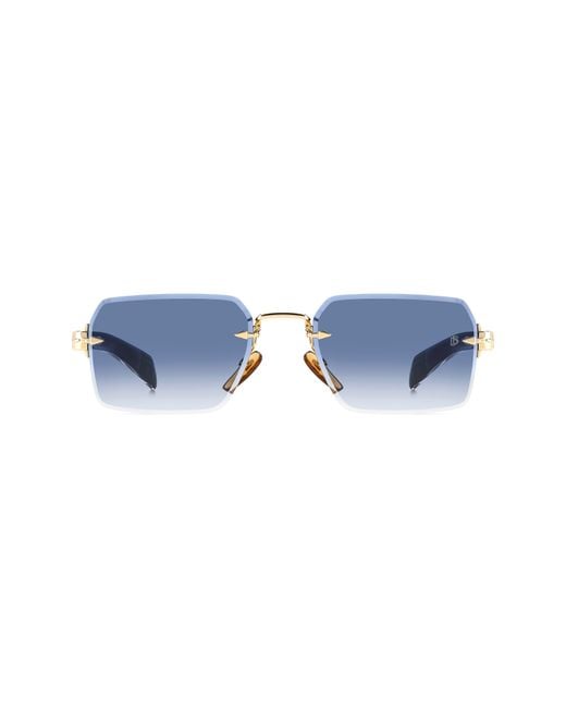 David Beckham Blue 56Mm Rimless Rectangular Sunglasses for men