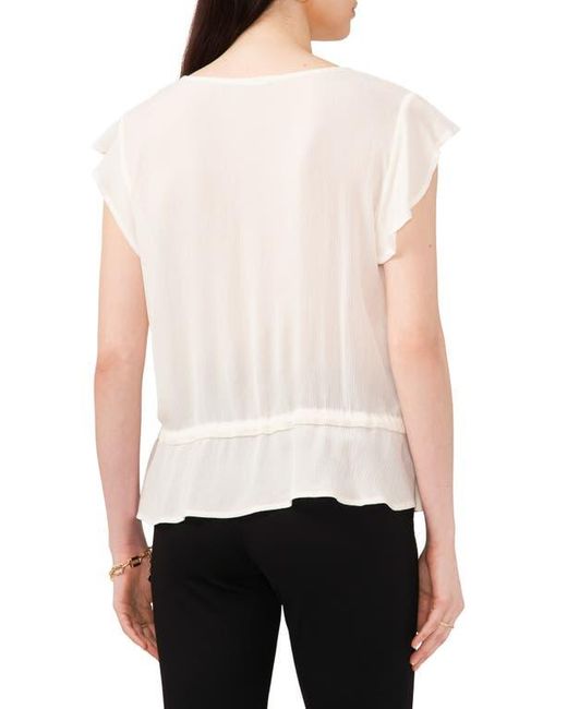 Chaus White Flutter Sleeve Button-Up Blouse