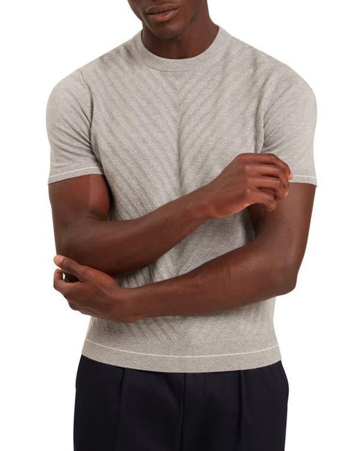 Ted Baker Gray Canon Chevron Texture Short Sleeve Cotton & Wool Crewneck Sweater for men