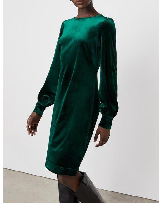 green velvet knee length dress Finery London Sandrine in bottoms_skirts