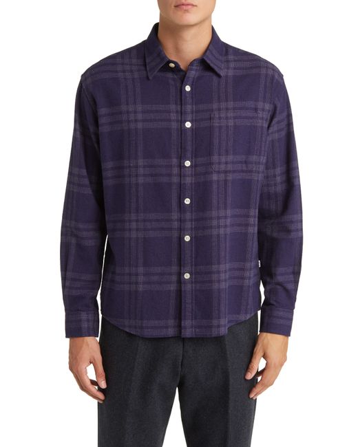NN07 Deon 5465 Plaid Organic Cotton Flannel Buttonup Shirt in Blue for