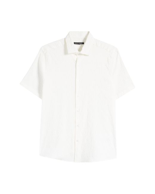 Robert Barakett White Calyx Cotton Blend Jacquard Short Sleeve Button-up Shirt for men