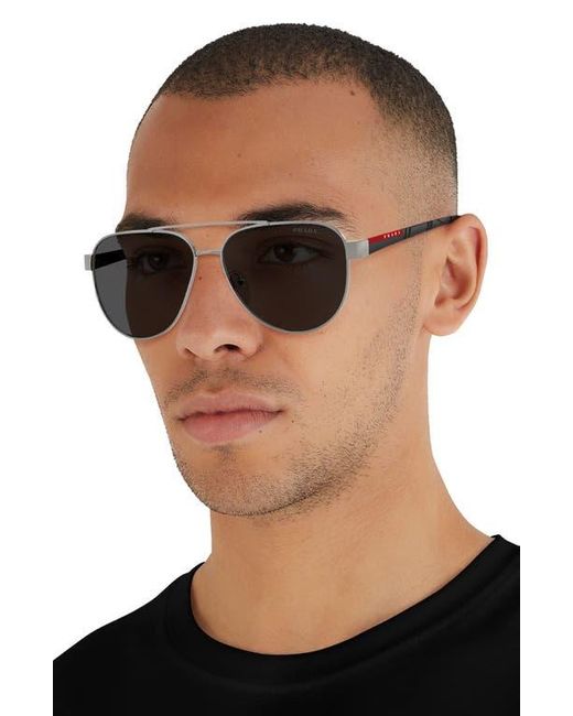 Prada Linea Rossa Black 58Mm Polarized Pilot Sunglasses for men