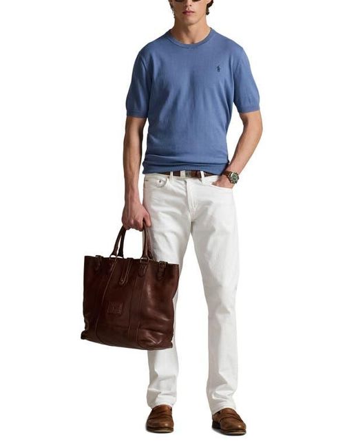 Polo Ralph Lauren Blue Short Sleeve Cotton Crewneck Sweater for men