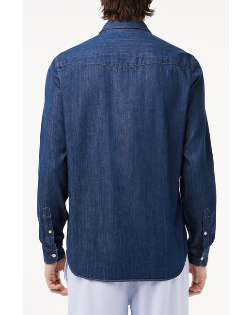 Lacoste Blue Regular Fit Denim Button-up Shirt for men