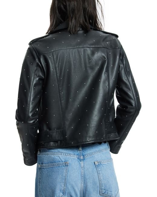 Studded balfern leather shop biker jacket