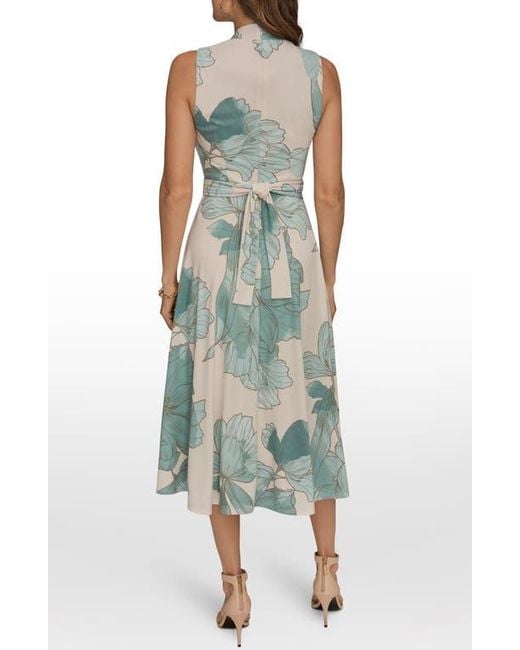 Donna Karan Green V-Neck A-Line Dress