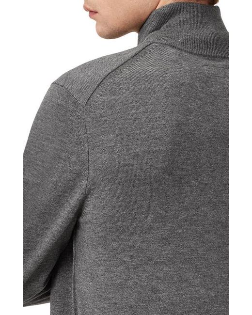 AllSaints Gray Kilburn Funnel Neck Wool Blend Quarter Zip Sweater for men