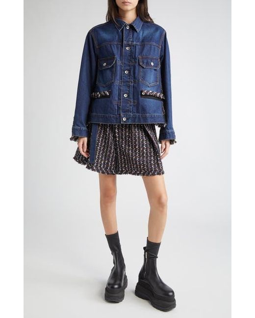 ■sacai■サカイ■Mixed Media Denim & Tweed Trucker Jacket■ Sacai Mixed Media Denim & Tweed Trucker Jacket in Black | Lyst