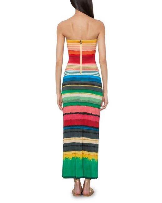 green emerald velvet dress Benetta Strapless Mini Dress Green Stripe