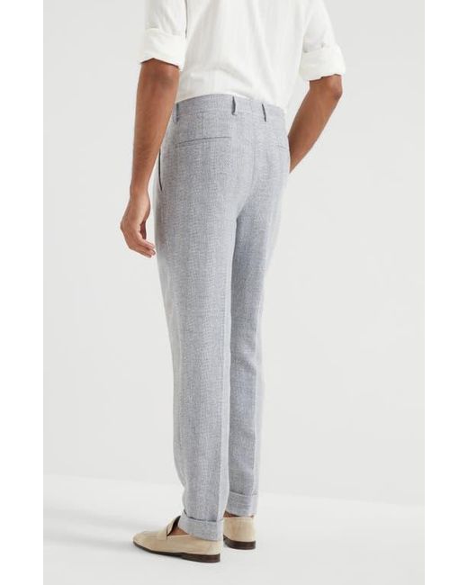Brunello Cucinelli Gray Diagonal Twill Trousers for men