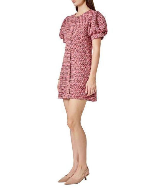 Endless Rose Red Puff Sleeve Tweed Minidress