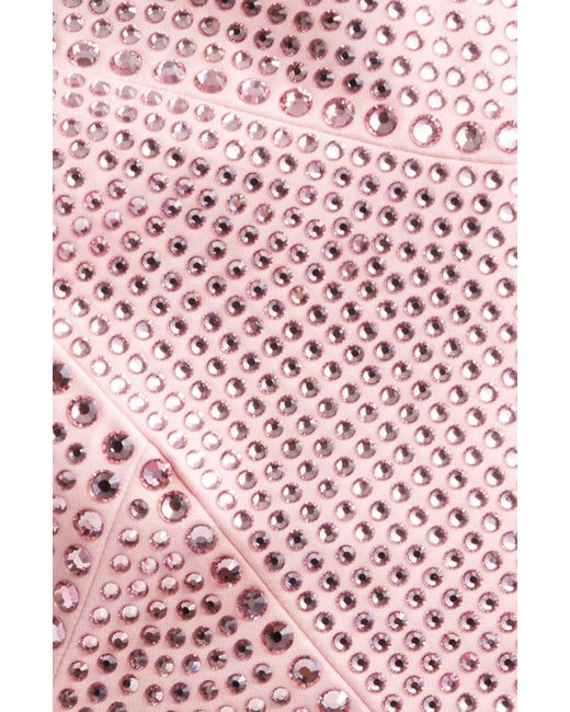 Area Pink Star Asymmetric Crystal Embellished Crop Top