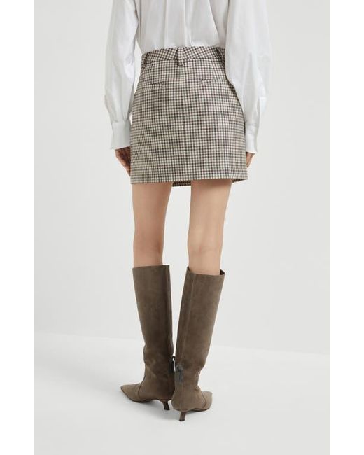 Brunello Cucinelli Black Checked Flannel Mini Skirt