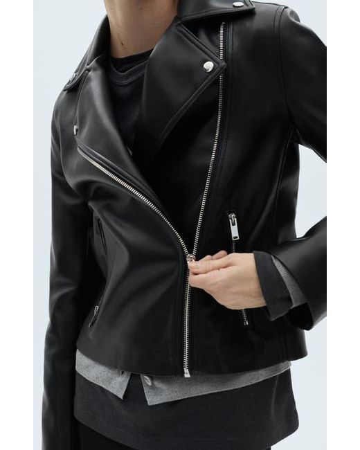 Mango Black Faux Leather Moto Jacket