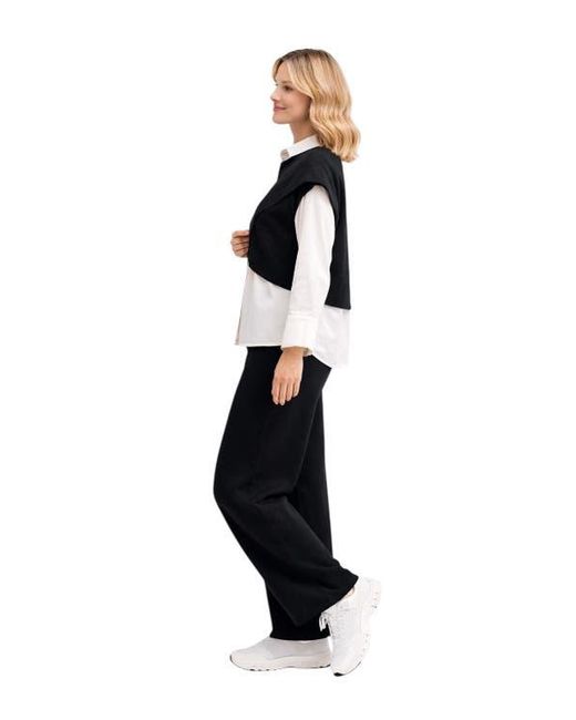 Accouchée Black Cool Knit Flexible Waist Palazzo Pants