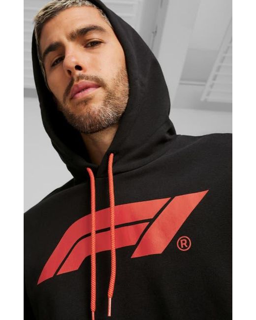 PUMA Black Formula 1 Essentials Logo Hoodie for men