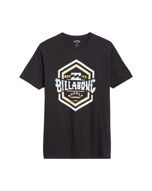 Billabong Black Stacks Cotton Graphic T-shirt for men