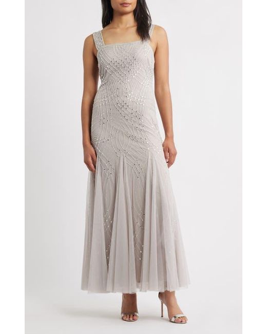 Pisarro Nights Metallic Beaded Gown With Long Sleeve Jacket
