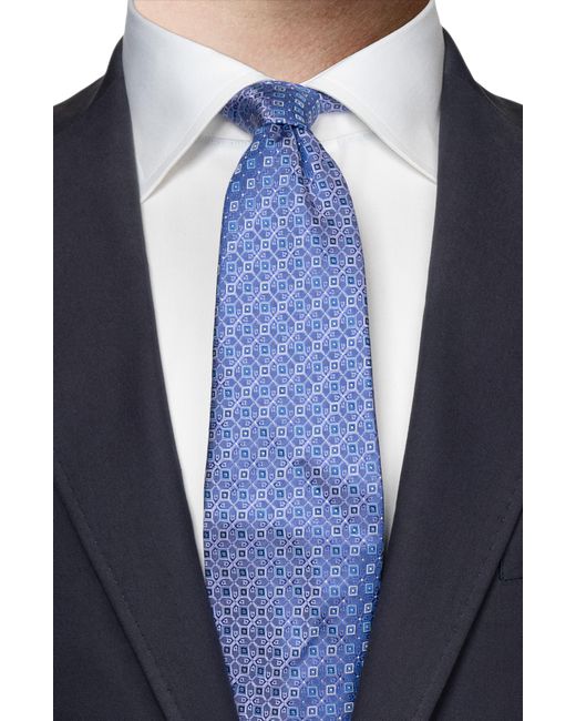 Eton of Sweden Blue Geometric Medallion Silk Tie for men