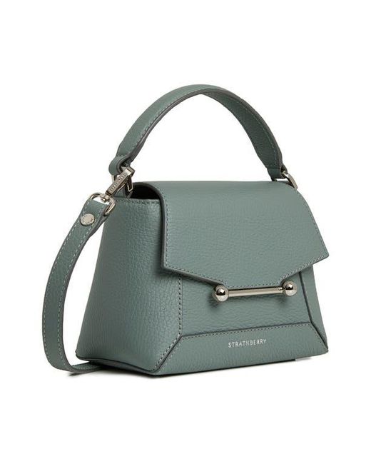 Strathberry Green Nano Mosaic Grained Leather Top Handle Bag