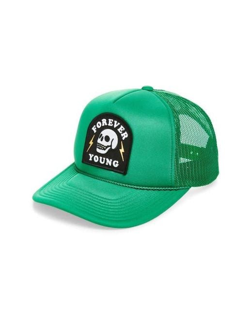Local Beach Green Forever Young Patch Trucker Hat for men