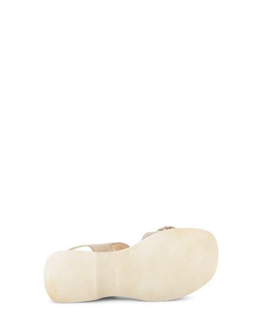 Gabor Natural Raffia Appliqué Platform Sandal