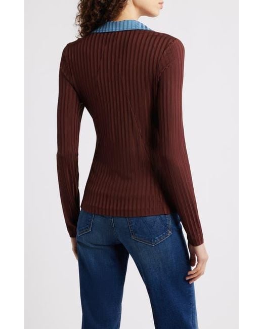 Rag & Bone Blue Natalia Colorblock Long Sleeve Polo