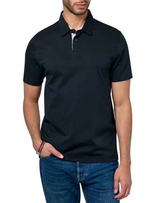 Brooklyn Brigade Blue Slim Fit Solid Short Sleeve Polo for men