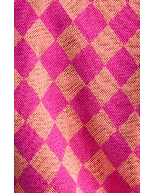 J.Lindeberg Pink Petra Argyle Sweater Vest