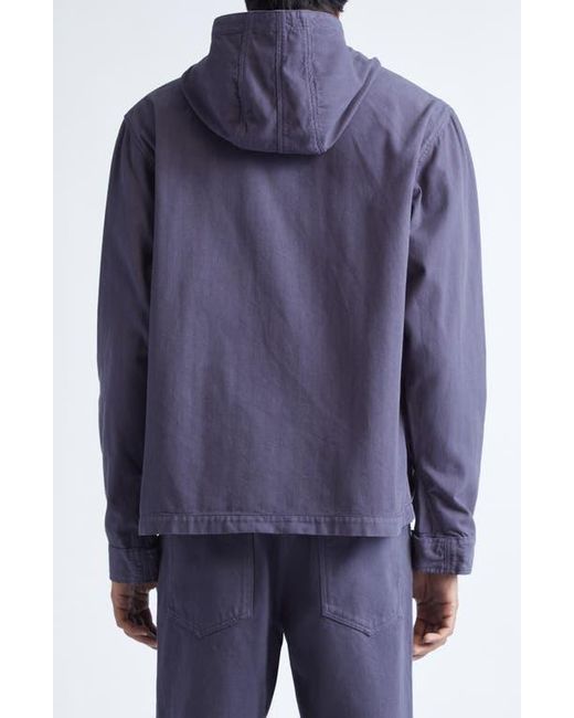 Palmes Blue Hodded Herringbone Twill Jacket for men