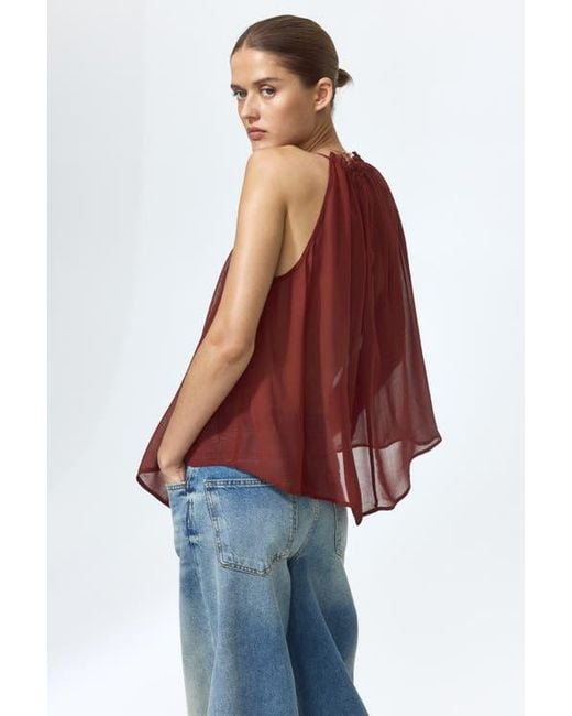 H&M Red Oversized Drawstring Top