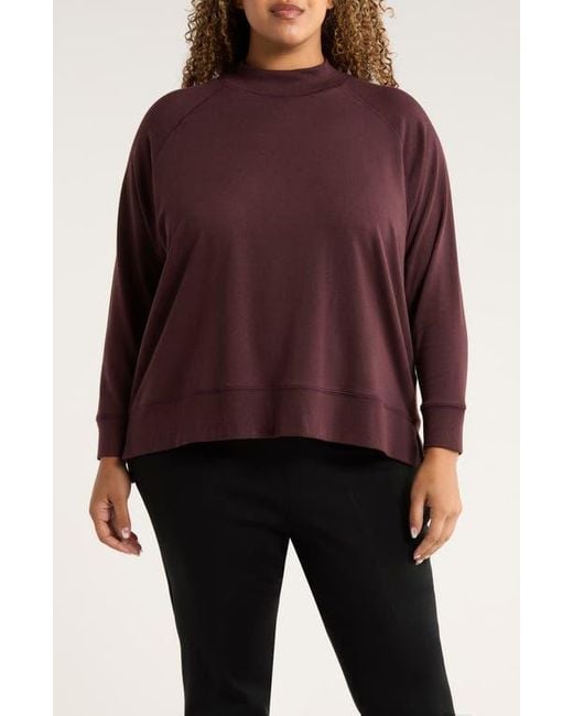 Eileen Fisher Women's Red Mock Neck Long Sleeve Top